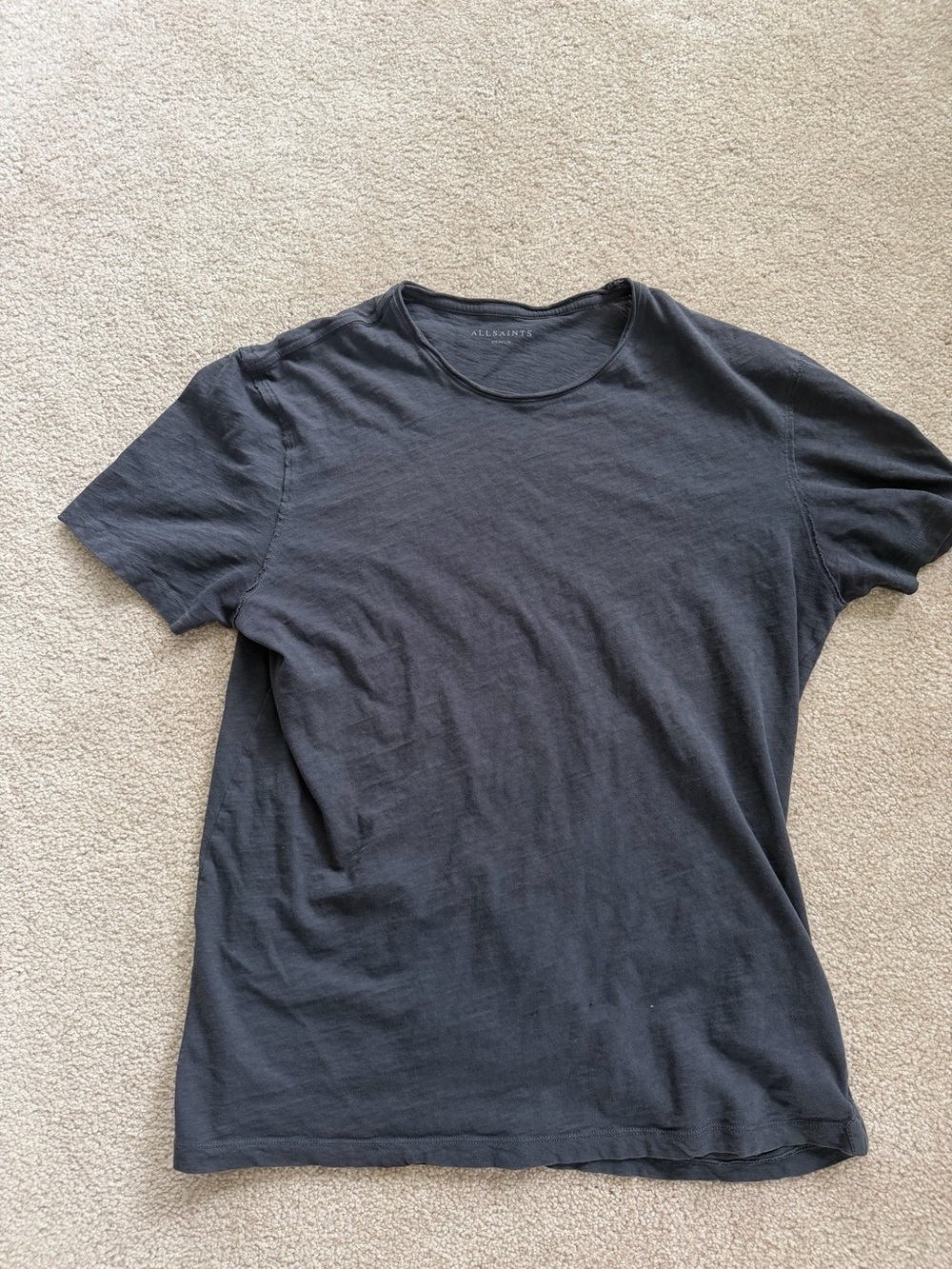 All Saints Men's Crewneck Tee in Charcoal Black